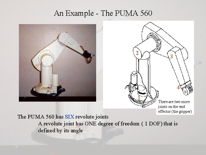 An Example - The PUMA 560 2 3 4 1 There are two more