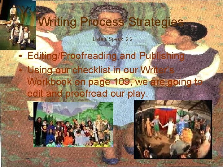 Writing Process Strategies Listen/ Speak. 2. 2 • Editing/Proofreading and Publishing • Using our