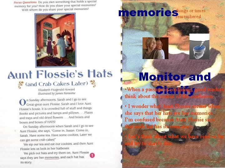 or times memoriesthings remembered Monitor and • When a passage is confusing, good readers
