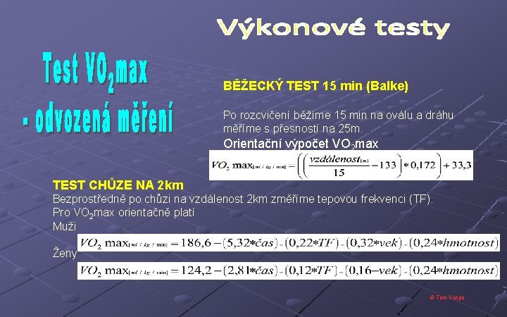 BĚŽECKÝ TEST 15 min (Balke) Po rozcvičení běžíme 15 min na oválu a dráhu
