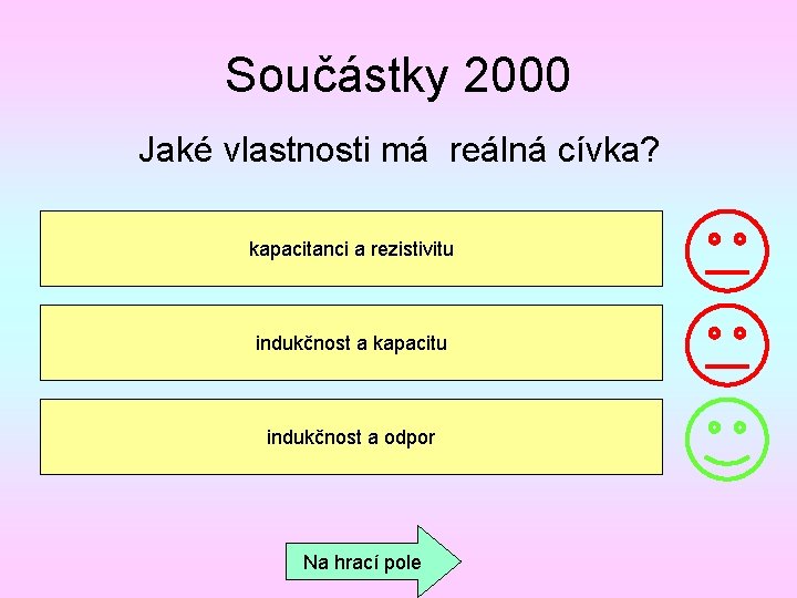 Součástky 2000 Jaké vlastnosti má reálná cívka? kapacitanci a rezistivitu indukčnost a kapacitu indukčnost