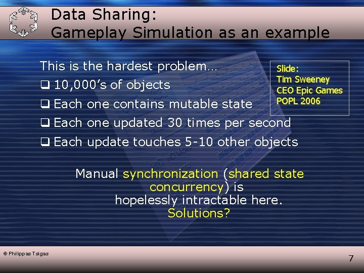 Data Sharing: Gameplay Simulation as an example This is the hardest problem… q 10,