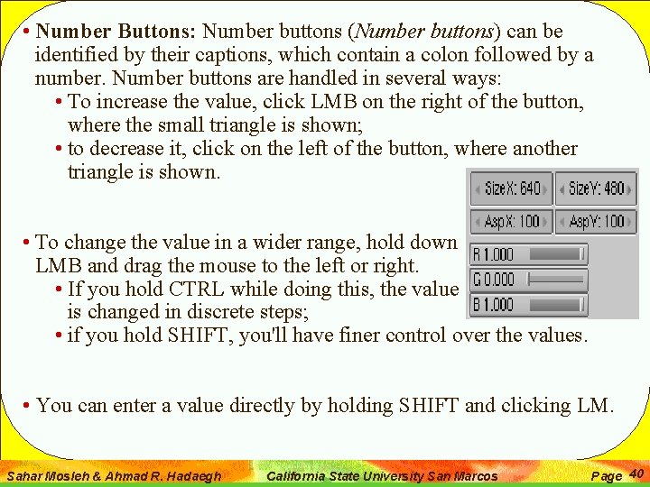  • Number Buttons: Number buttons (Number buttons) can be identified by their captions,