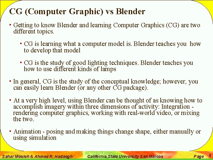 CG (Computer Graphic) vs Blender • Getting to know Blender and learning Computer Graphics