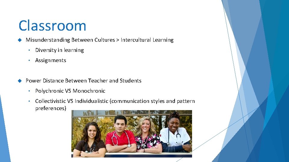 Classroom Misunderstanding Between Cultures > Intercultural Learning • Diversity in learning • Assignments Power