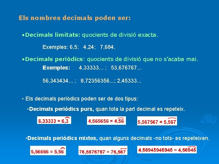 Tema 4 Expressions decimals Concepte de nombre decimal