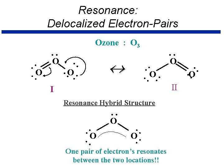 Resonance: Delocalized Electron-Pairs . . O I . . . O. Resonance Hybrid Structure