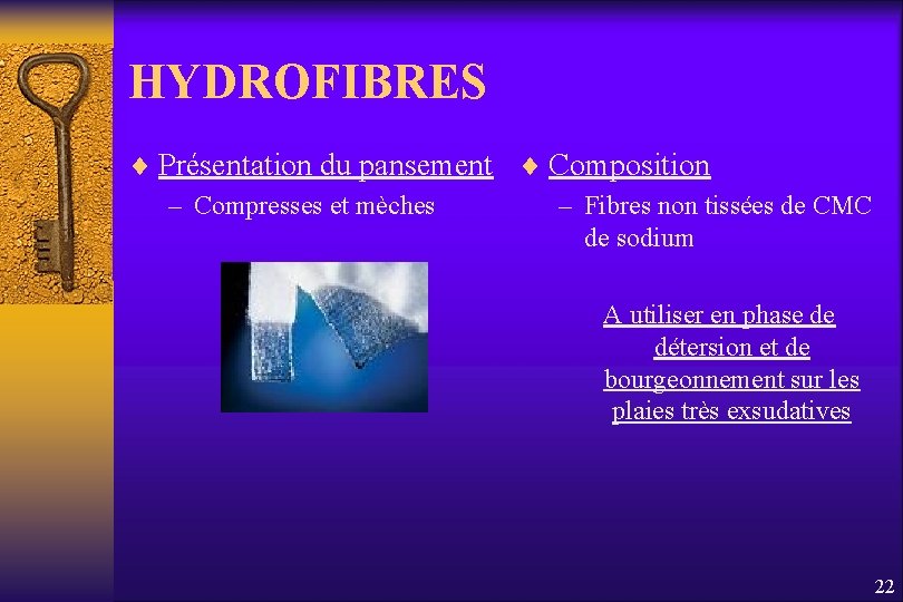 HYDROFIBRES ¨ Présentation du pansement ¨ Composition – Compresses et mèches – Fibres non