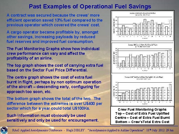 Past Examples of Operational Fuel Savings A contract was secured because the crews’ more
