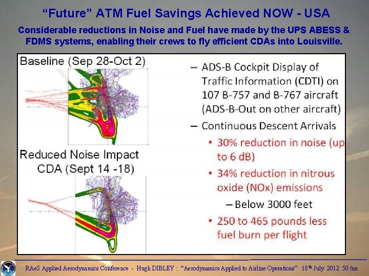 “Future” ATM Fuel Savings Achieved NOW - USA Considerable reductions in Noise and Fuel