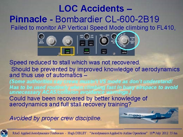 LOC Accidents – Pinnacle - Bombardier CL-600 -2 B 19 Failed to monitor AP