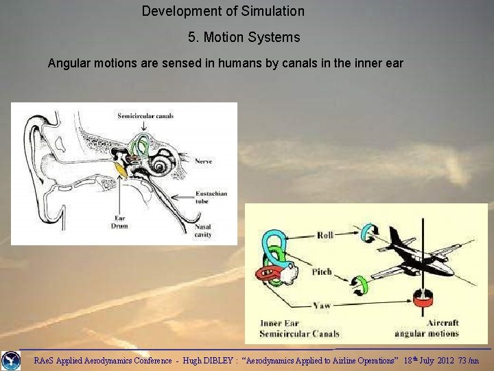 Development of Simulation 5. Motion Systems Angular motions are sensed in humans by canals