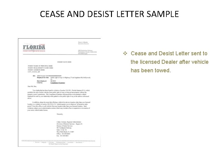 CEASE AND DESIST LETTER SAMPLE v Cease and Desist Letter sent to the licensed