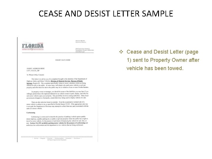 CEASE AND DESIST LETTER SAMPLE v Cease and Desist Letter (page 1) sent to