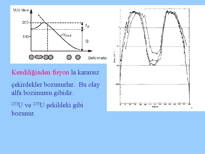 Kendiliğinden fisyon la kararsız çekirdekler bozunurlar. Bu olay alfa bozunumu gibidir. 233 U ve