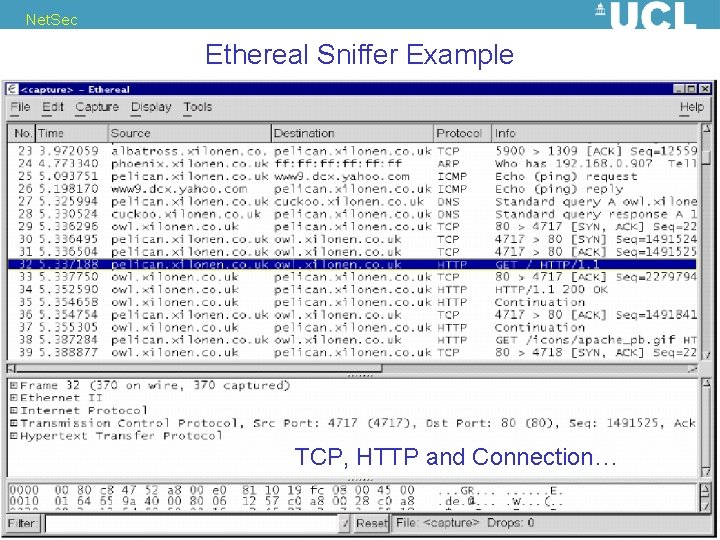 Net. Sec Ethereal Sniffer Example TCP, HTTP and Connection… 23 Nicolas T. Courtois, 2011