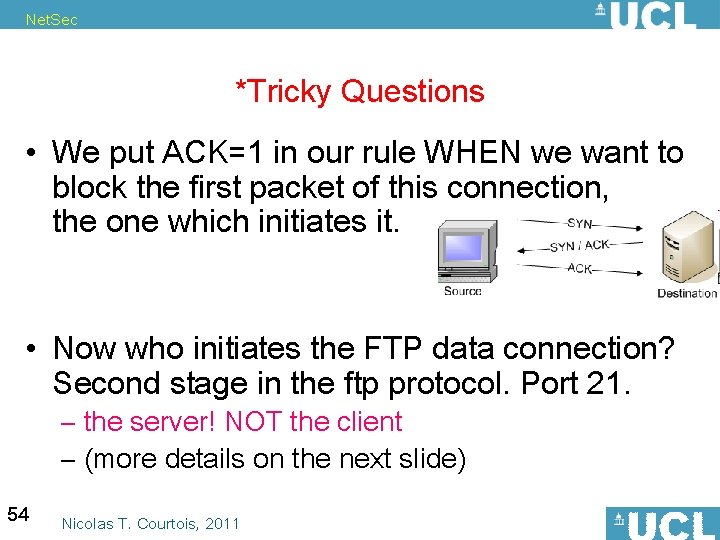 Net. Sec *Tricky Questions • We put ACK=1 in our rule WHEN we want