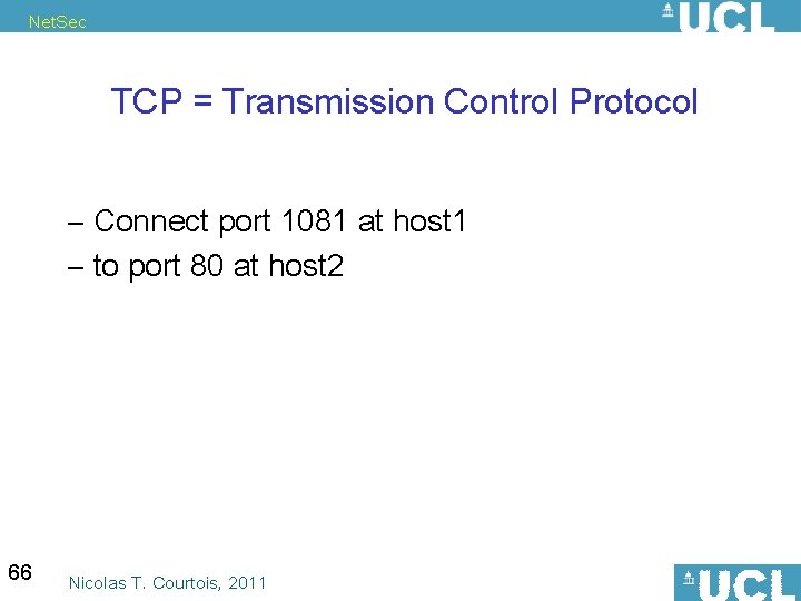 Net. Sec TCP = Transmission Control Protocol – Connect port 1081 at host 1