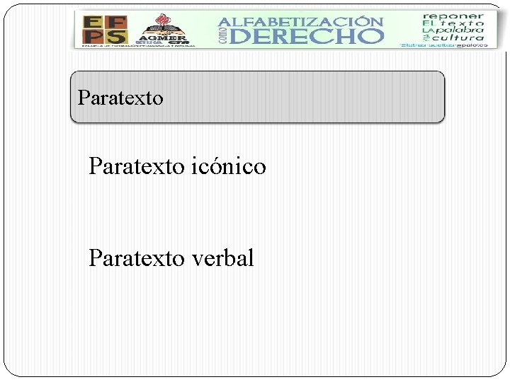 Paratexto icónico Paratexto verbal 