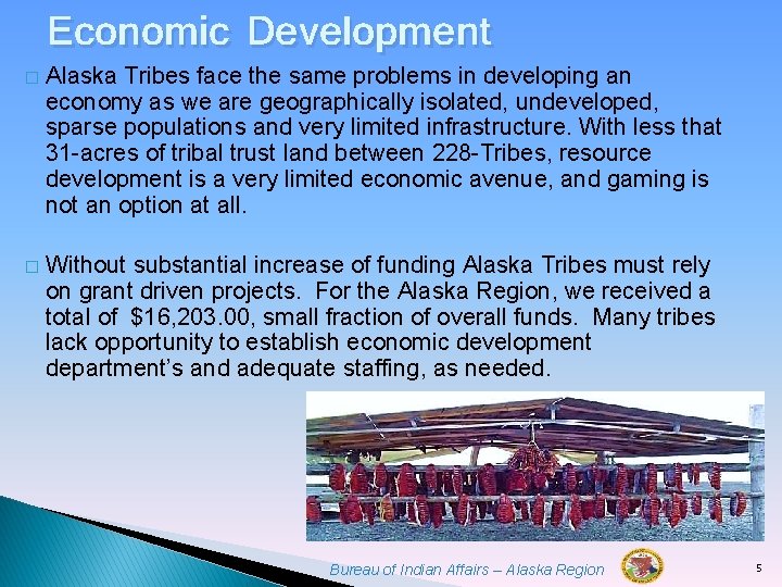 Economic Development � Alaska Tribes face the same problems in developing an economy as