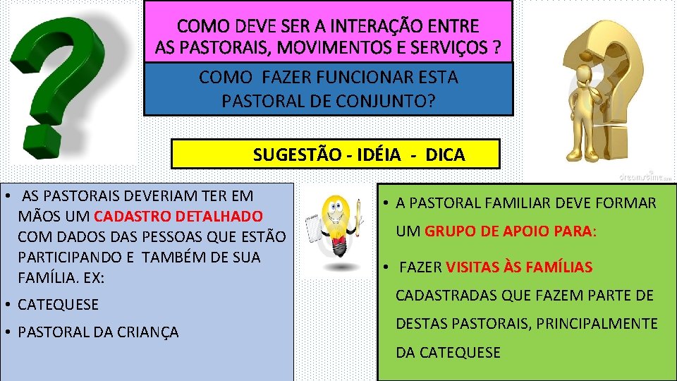 COMO DEVE SER A INTERAÇÃO ENTRE AS PASTORAIS, MOVIMENTOS E SERVIÇOS ? COMO FAZER