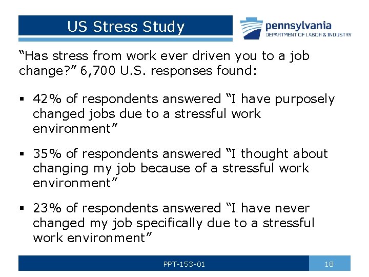 US Stress Study “Has stress from work ever driven you to a job change?