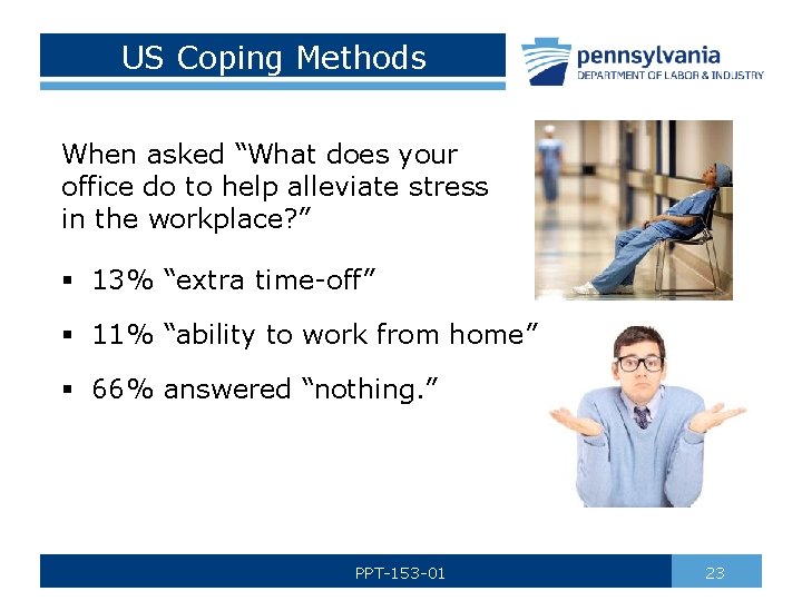 US Coping Methods When asked “What does your office do to help alleviate stress