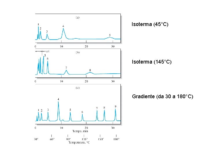 Isoterma (45°C) Isoterma (145°C) Gradiente (da 30 a 180°C) 