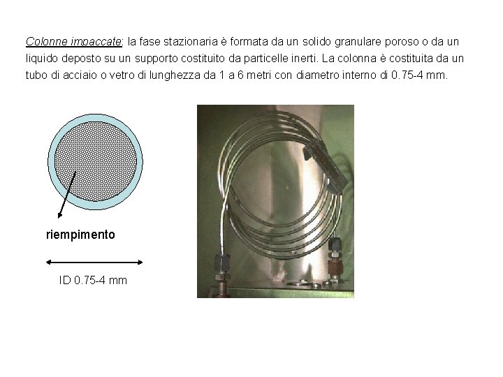 Colonne impaccate: la fase stazionaria è formata da un solido granulare poroso o da