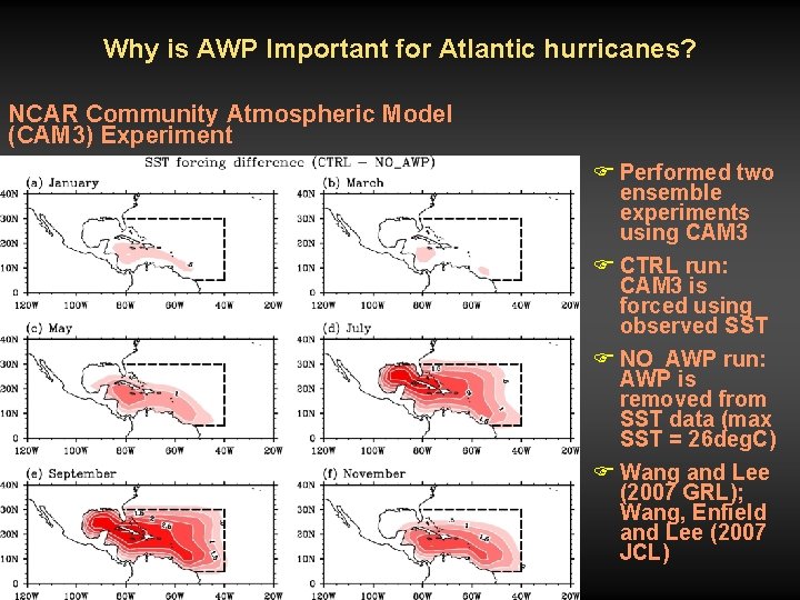 Why is AWP Important for Atlantic hurricanes? NCAR Community Atmospheric Model (CAM 3) Experiment