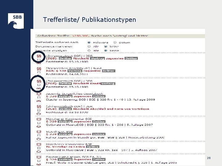 Trefferliste/ Publikationstypen 20 