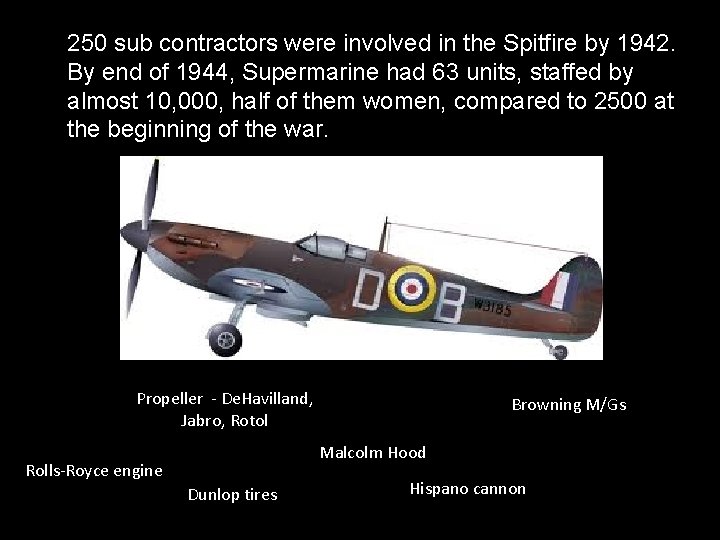 250 sub contractors were involved in the Spitfire by 1942. By end of 1944,