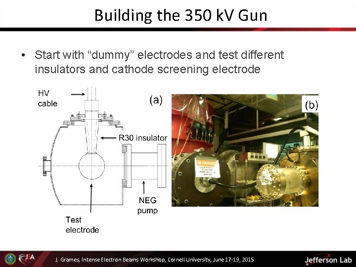 Building the 350 k. V Gun • Start with “dummy” electrodes and test different