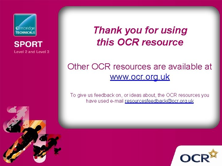 Thank you for using this OCR resource Other OCR resources are available at www.