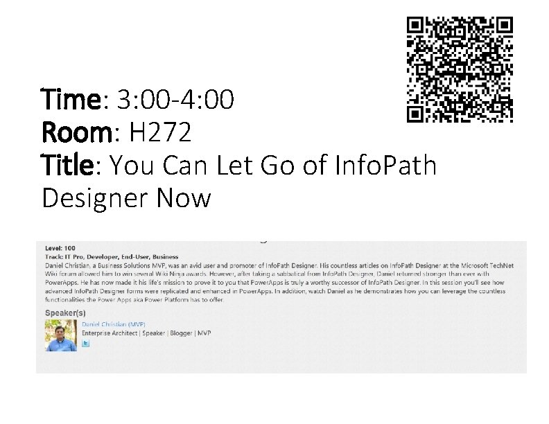 Time: 3: 00 -4: 00 Room: H 272 Title: You Can Let Go of