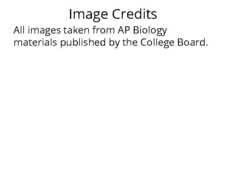 Image Credits All images taken from AP Biology materials published by the College Board.