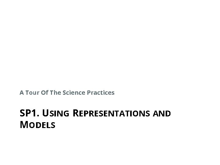 A Tour Of The Science Practices SP 1. USING REPRESENTATIONS AND MODELS 