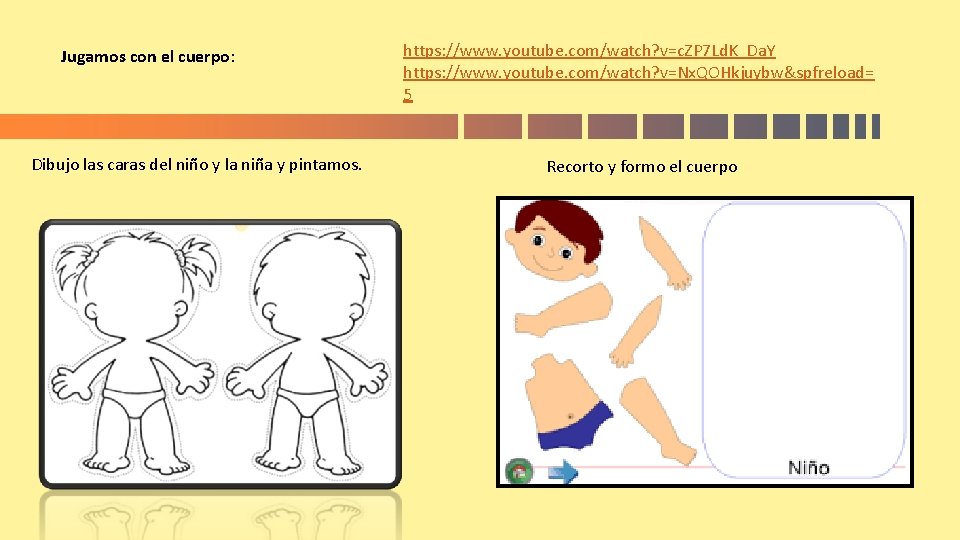 Jugamos con el cuerpo: Dibujo las caras del niño y la niña y pintamos.