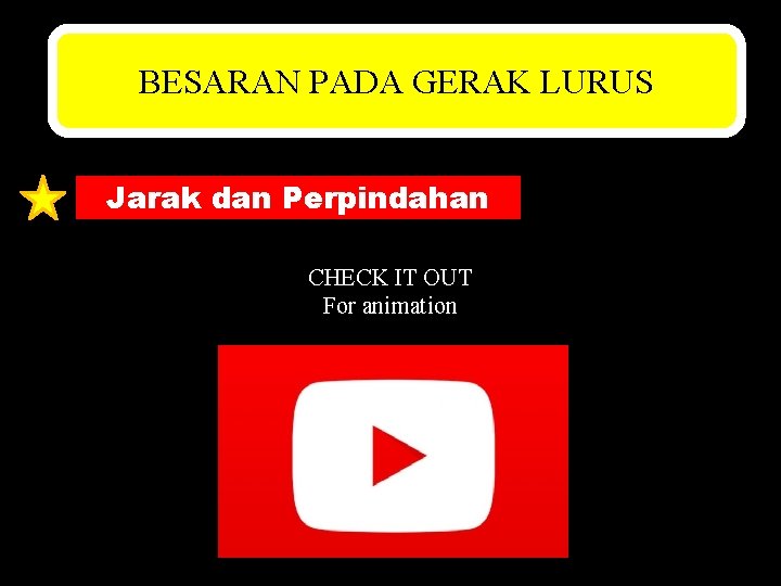 BESARAN PADA GERAK LURUS Jarak dan Perpindahan CHECK IT OUT For animation 