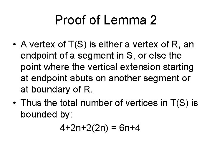 Proof of Lemma 2 • A vertex of T(S) is either a vertex of