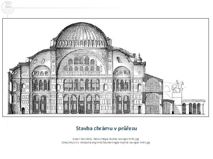 Stavba chrámu v průřezu Autor: Neznámý, Název: Hagia-Sophia-Laengsschnitt. jpg Zdroj: http: //cs. wikipedia. org/wiki/Soubor: