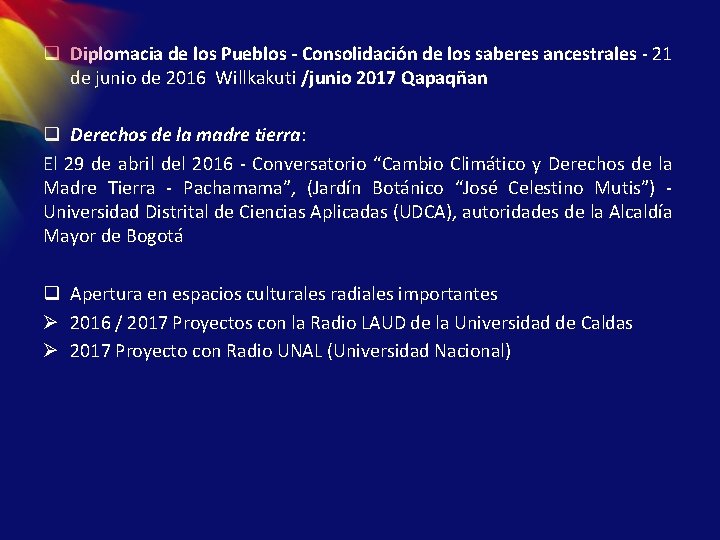 q Diplomacia de los Pueblos - Consolidación de los saberes ancestrales - 21 de