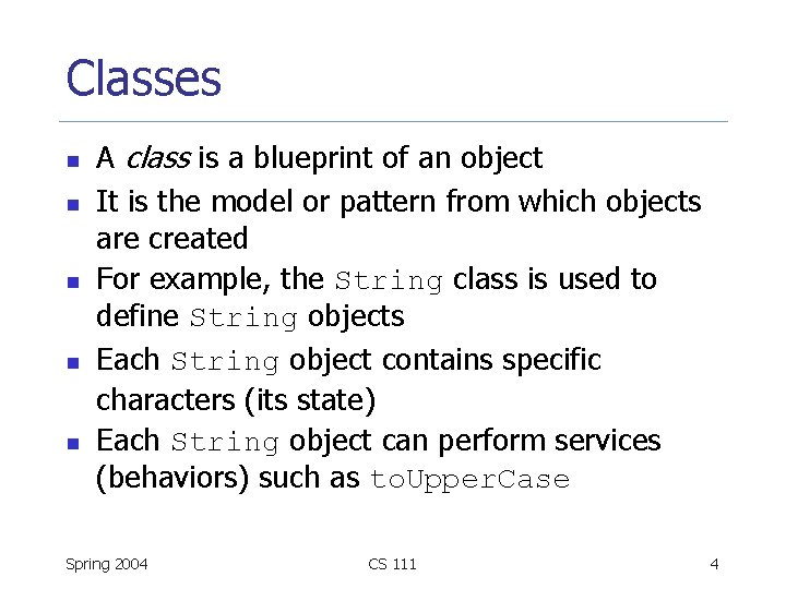 Classes n n n A class is a blueprint of an object It is