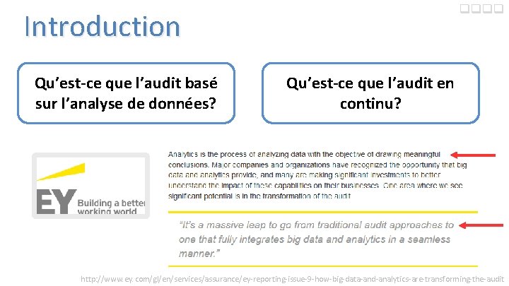 qqqq Introduction Qu’est-ce que l’audit basé sur l’analyse de données? Qu’est-ce que l’audit en