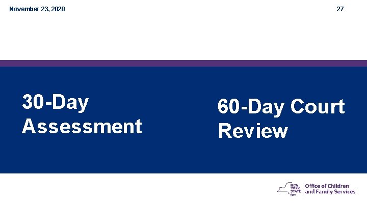November 23, 2020 30 -Day Assessment 27 60 -Day Court Review 