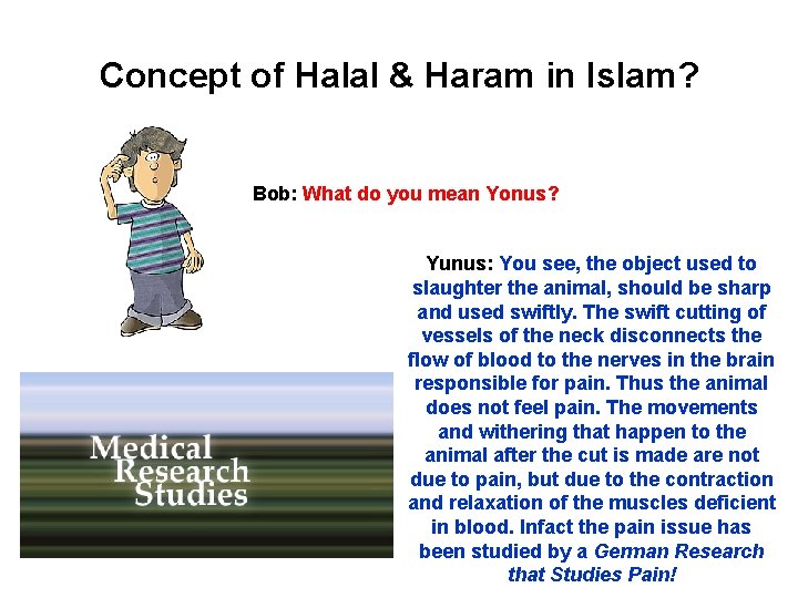 Concept of Halal & Haram in Islam? Bob: What do you mean Yonus? Yunus: