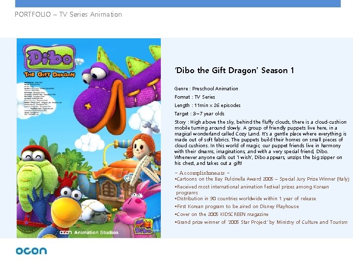 PORTFOLIO – TV Series Animation ‘Dibo the Gift Dragon’ Season 1 Genre : Preschool