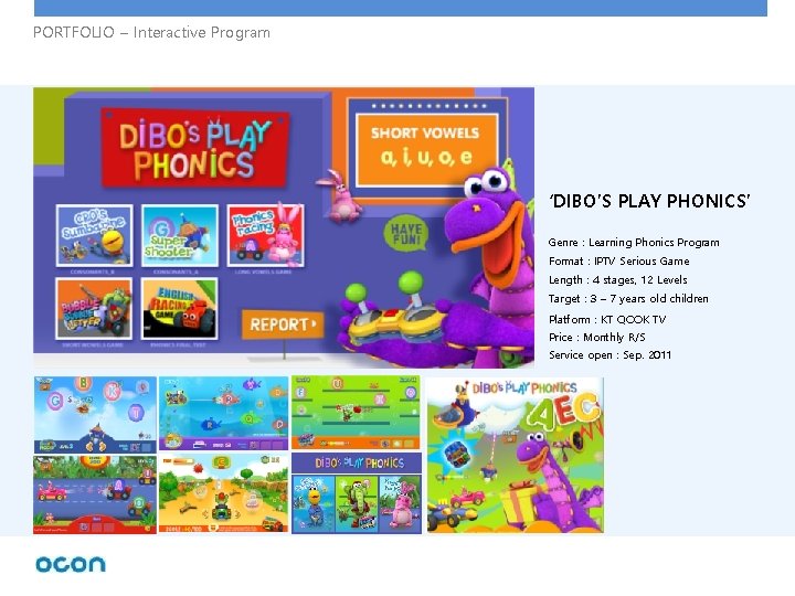 PORTFOLIO – Interactive Program ‘DIBO’S PLAY PHONICS’ Genre : Learning Phonics Program Format :