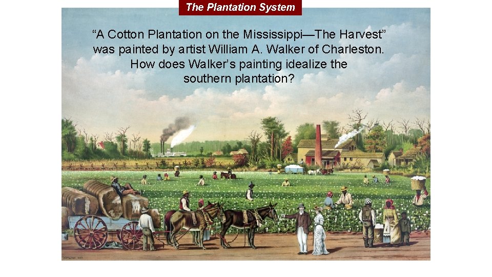 The Plantation System “A Cotton Plantation on the Mississippi—The Harvest” was painted by artist