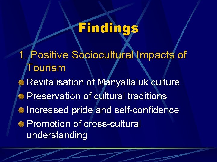 Aboriginal Cultural Tourism and Sustainability Sociocultural Impacts of